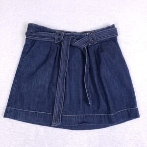 Old Navy Denim Mini Skirt 6 Regular Tie Waist Dark Wash Pleated Classic Casual